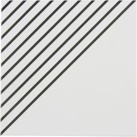 Pop Culture Black And White 8×8 Half-Line Decorative Tile