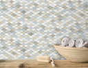 Olynthos Ready to Ship Botticino, Carrara, French Vanilla, Siberian White, And Whitewood 12x12 Coquille Mosaic