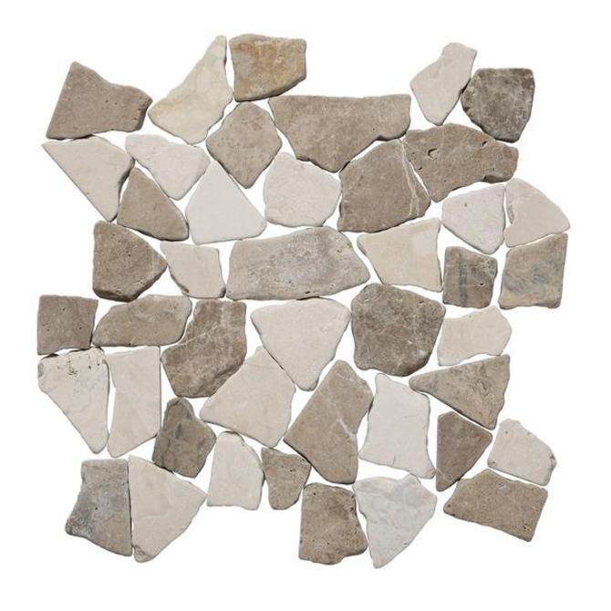 Mosaic Series Beige & Tan Marble 12×12 Random Mosaic Tumbled