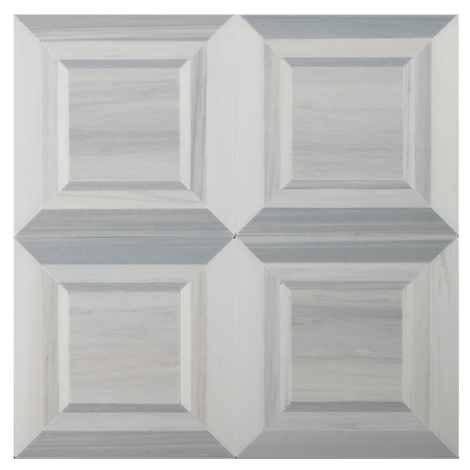 Pietra Visivo Collection Thassos Select Honed And Italian Carrara Light Select Polished 10×10 Canterbury Mosaic Mixed