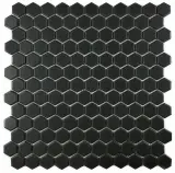 Mosaics Black 1″ Hexagon Mosaic Matte