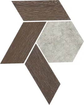 Orleans Gray & Brown 12×10 Interlocking Hex Mosaic Matte