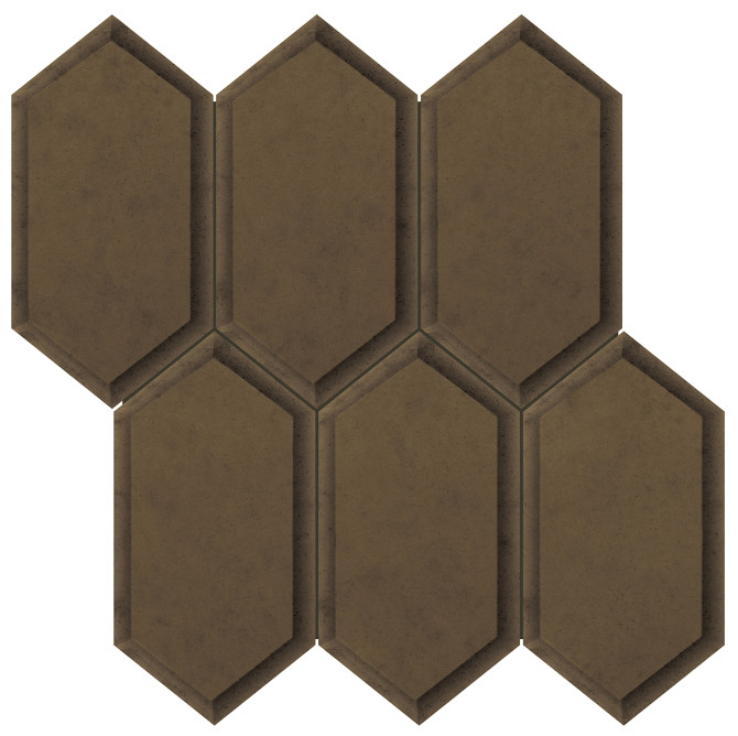 Obsidian Antique Bronze 11×12 Hexagon Mosaic Beveled