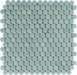 Hexes And O’S Sky 3/4″ Penny Round Mosaic Glossy