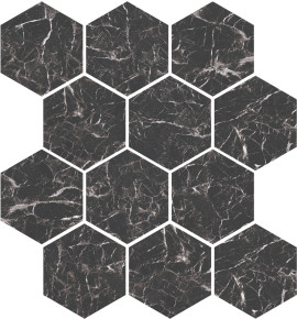 Marbles Marmo Nero 9×11 Hexagon Mosaic Matte