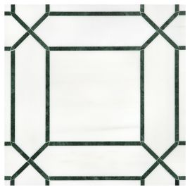 Specialty Mosaic Collection Bianco Dolomiti Select And Dutchess Green 9×9 Pickets Mosaic Honed