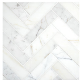 Stone Mosaic Collection Calacatta Gold Polished 2×6 Herringbone Mosaic Polished