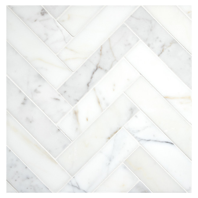 Stone Mosaic Collection Calacatta Gold Polished 2×6 Herringbone Mosaic Polished