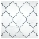 Specialty Mosaic Collection Statuario Honed And Bardiglio Polished 9×13 Arabesque Mosaic Mixed