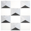 Pietra Visivo Collection Thassos Select Polished, Morning Blue Polished, Italian Carrara Light Select Polished, Blue De Savoi Polished, And Basalto Polished 8×12 Preston’s Peaks Mosaic Polished