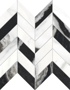 Symphony Snow 12×12 Chevron Mosaic