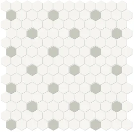 Nantucket Sage 1″ Hexagon with Insert Mosaic Matte Nantucket Sage 1″ Hexagon with Insert Mosaic Matte