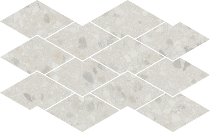 Terrazzo Allure Snow 10-1/2×17 Diamond Deco Mosaic Matte