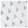 Pietra Visivo Collection Bianco Dolomiti Light Select Honed, Bianco Dolomiti Dark Select Honed, And Sterling Blue Light Select Honed 11×12 Innerangle Mosaic Honed
