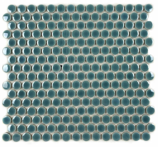 Hexes And O’S Sea 3/4″ Penny Round Mosaic Glossy