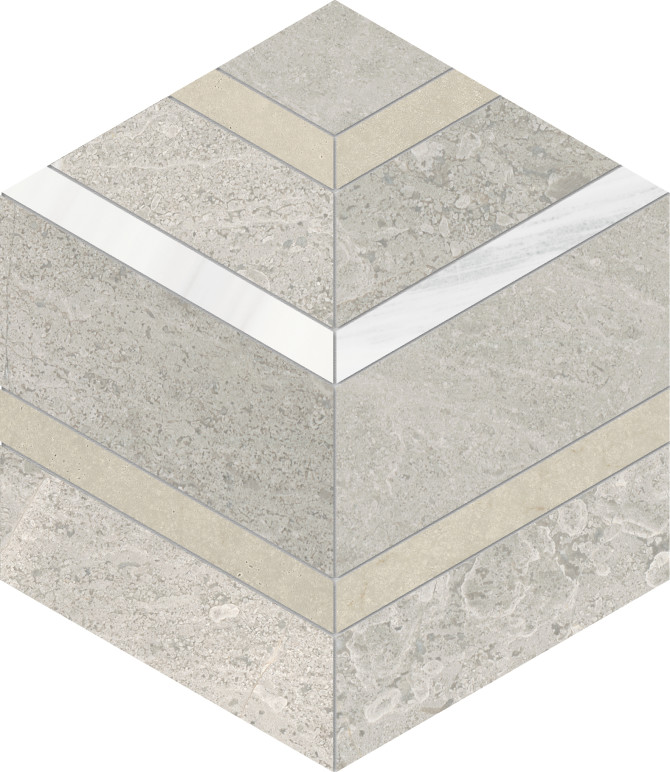 Waterjet Stone Mosaics Clay 5×6 Hexo Mosaic Honed
