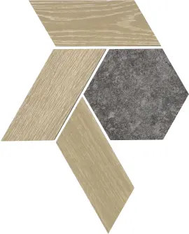 Orleans Black & Tan 12×10 Interlocking Hex Mosaic Matte
