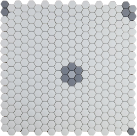 Cafe White Matte, Paris Gray Matte, And Slate Gray Matte 11×11 Fleurette Mosaic Matte Cafe White Matte, Paris Gray Matte, And Slate Gray Matte 11×11 Fleurette Mosaic Matte