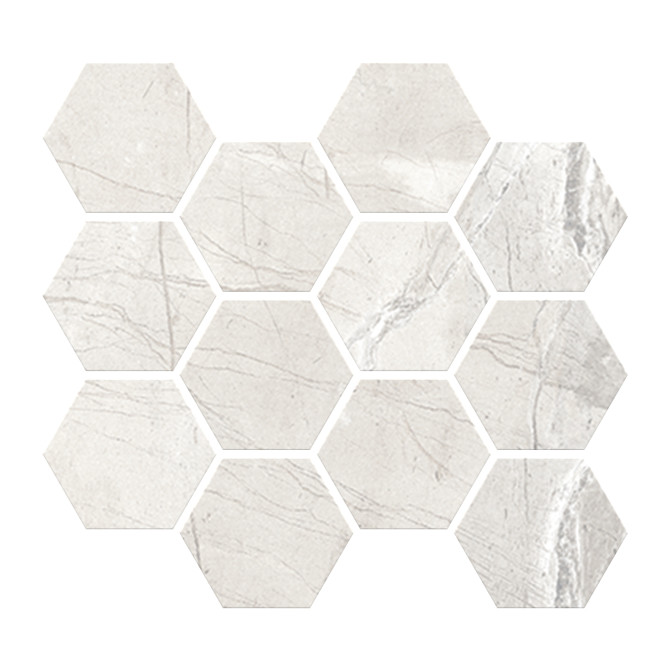 Absolute White 3×3 Hexagon Mosaic