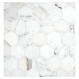 Basic Mosaic Collection Calacatta Gold Honed 2-1/4″ Hexagon Mosaic