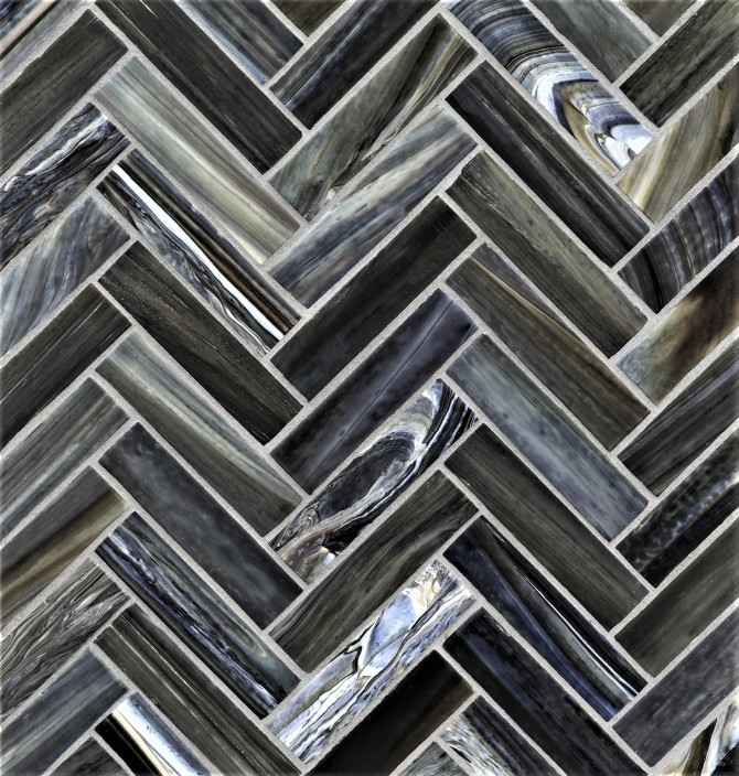 Agate Abruzzo 1×4 Herringbone Mosaic Silk