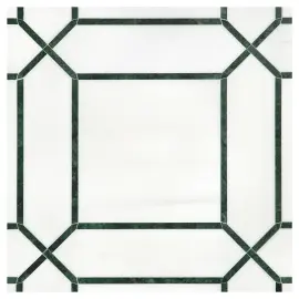 Specialty Mosaic Collection Bianco Dolomiti Select And Dutchess Green 9×9 Pickets Mosaic Honed