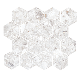 Santiago White 3″ Hexagon Mosaic Rectified