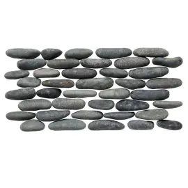Pebble Medan Charcoal 6×12 Stacked Pebble Mosaic Matte