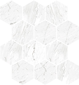 Marbles Carrara White 9×11 Hexagon Mosaic Matte