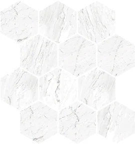 Marbles Carrara White 9×11 Hexagon Mosaic Matte