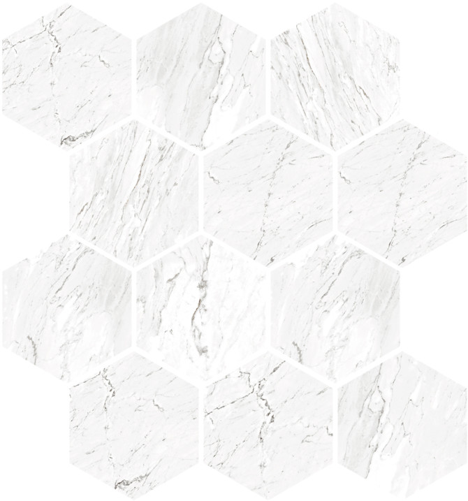 Marmo Carrara 9×11 Hexagon Mosaic Matte