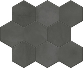 Aquarius Black 4×4 Hexagon Mosaic