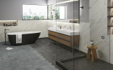Cove Ocean and Coal Hexagon 10x9 Coal Mosaic and Bullnose