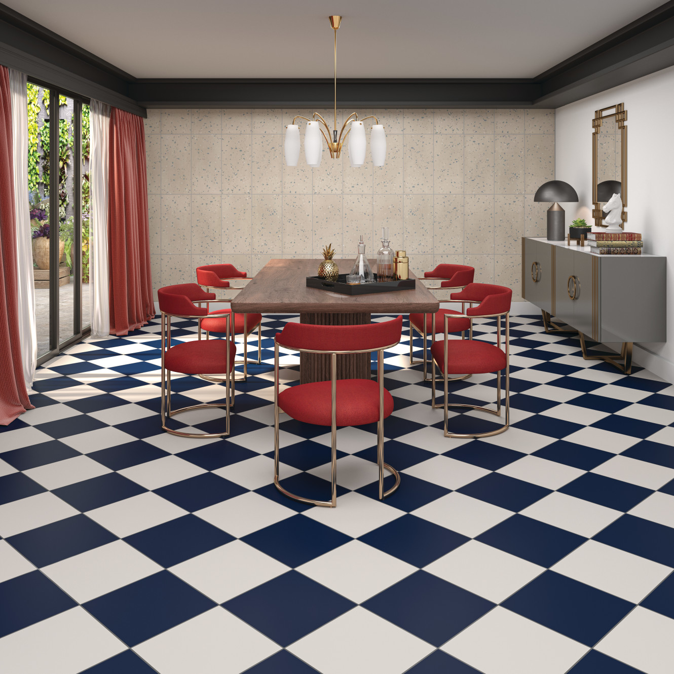 Color Story Floor Sapphire Sky and Shadow 12 x 12, and Stable Speckle 12 x 24