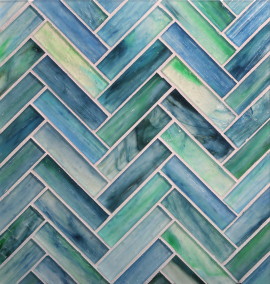 Tozen Erbium 1×4 Herringbone Mosaic Silk
