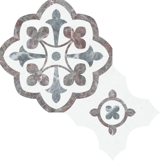 Waterjet Stone Mosaics Blush 16×16 Fleur Mosaic Honed