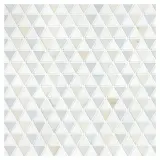 Basic Mosaic Collection Bianco Dolomiti Select Honed, Calacatta Gold Polished, And Morning Blue Polished 11×11 Refined Triangles Mosaic