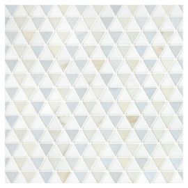 Basic Mosaic Collection Bianco Dolomiti Select Honed, Calacatta Gold Polished, And Morning Blue Polished 11×11 Refined Triangles Mosaic
