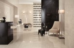 Marvel Cream Prestige 30x59 Polished, Nero Marquina 30x59 Polished, Mosaico Esagono Geo Warm 10x14