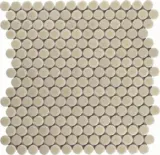 Hexes And O’S Brown 3/4″ Penny Round Mosaic Glossy