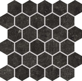 Concert Black 10×10 Hexagon Mosaic Textured