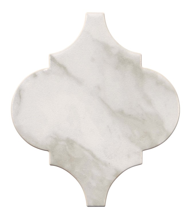 Ami White 6″ Arabesque Decorative Tile Matte Rectified