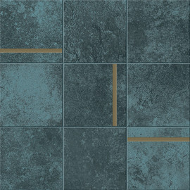 Alchemy Navy 4×4 Mosaic Matte with Brass Rods Rectified