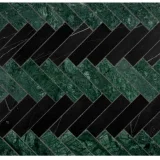 Basic Mosaic Collection Nero Marquina Honed And Dutchess Green Honed 1×4 Pairingbone Mosaic