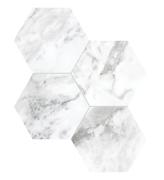 La Marca Arabescato 6″ Hexagon Mosaic Honed
