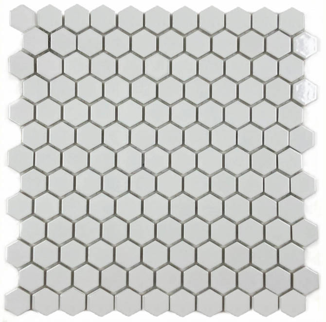 Hexes And O’S White 1″ Hexagon Mosaic Gloss
