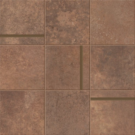 Alchemy Copper 4×4 Mosaic Matte with Brass Rods Rectified