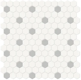 Nantucket Medium Gray 1″ Hexagon with Insert Mosaic Matte