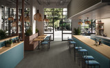 Cove Terra Smoke 12x24, Sand 3x12 and Denim 2x2 Mosaic
