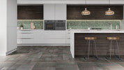 Tuscany Green 10x12 Hexagon Mosaic and Black Versailles Module